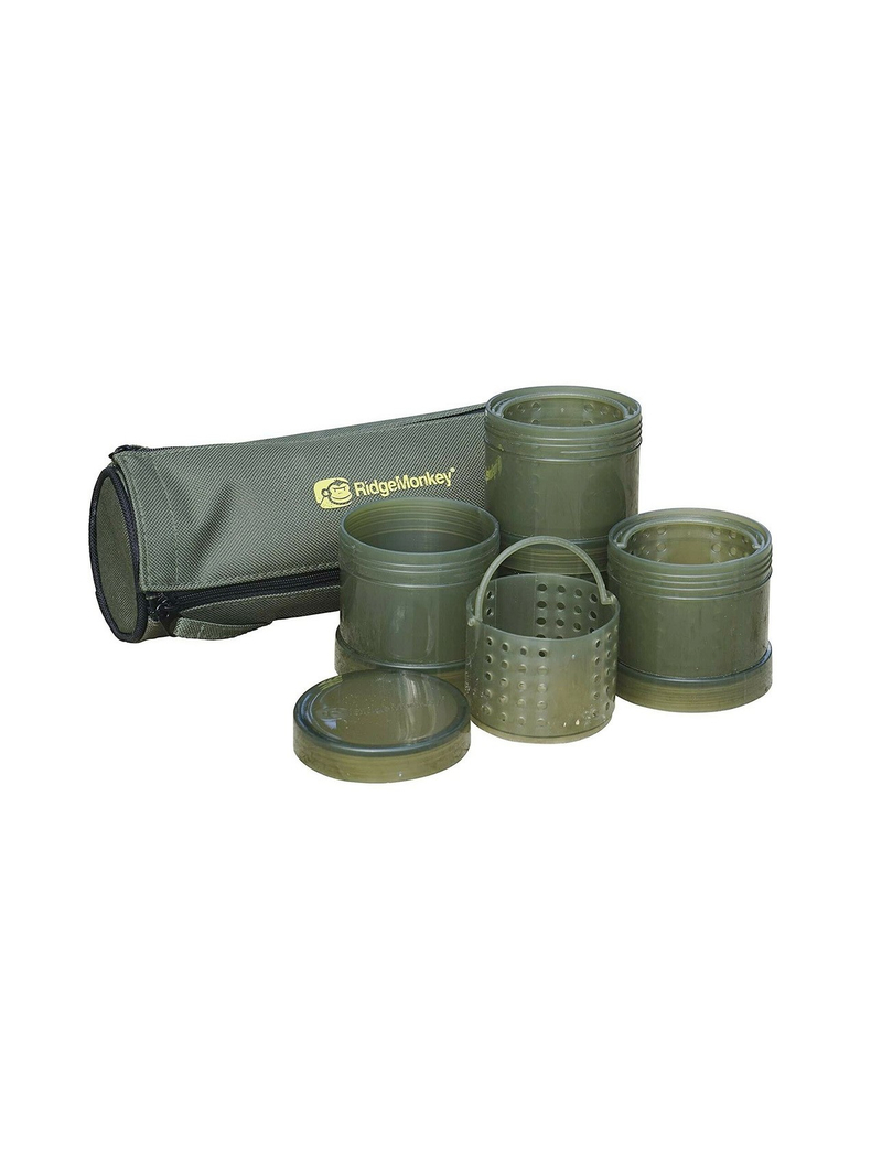 Компактный набор баночек для насадок в чехле Ridge Monkey Modular Hookbait Pots, Цвет: Зелёный