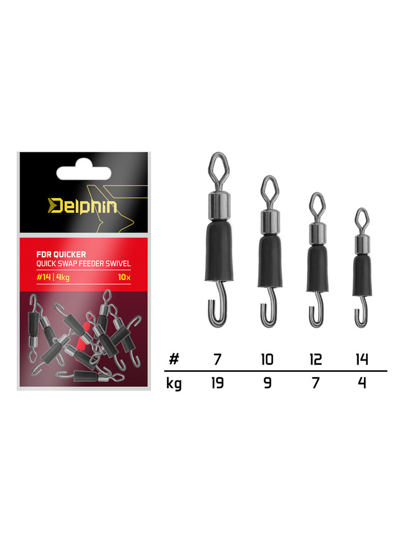 Вертлюг с застежкой и конусом Delphin FDR Quicker №10 / 9kg - 10 шт., изображение 2 Вертлюг с застежкой и конусом Delphin FDR Quicker №10 / 9kg - 10 шт., изображение 2