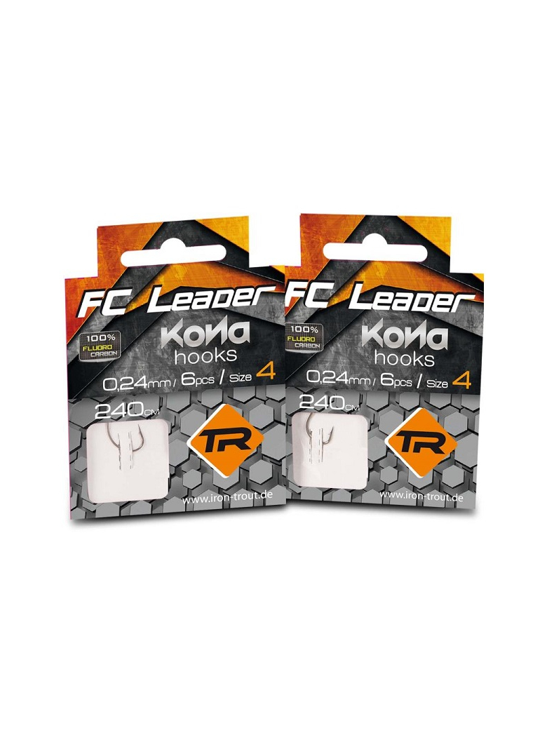 Поводки готовые KONA FC Leader D10101 BN Strong - 240cm / 0,20mm / №4 - 6шт.