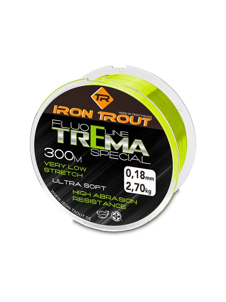 Леска для ловли форели IRON TROUT TREMA Special - 300m / 0,22mm / 4.10kg - Fluo Green