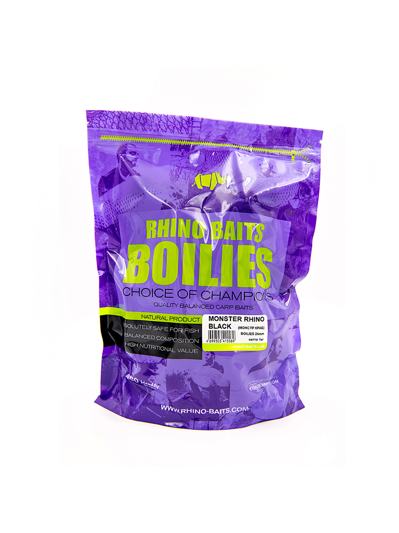 Бойлы тонущие RHINO BAITS Monster Rhino Black (Монстр Краб и Черный Перец) 1кг, Диаметр: 24 мм