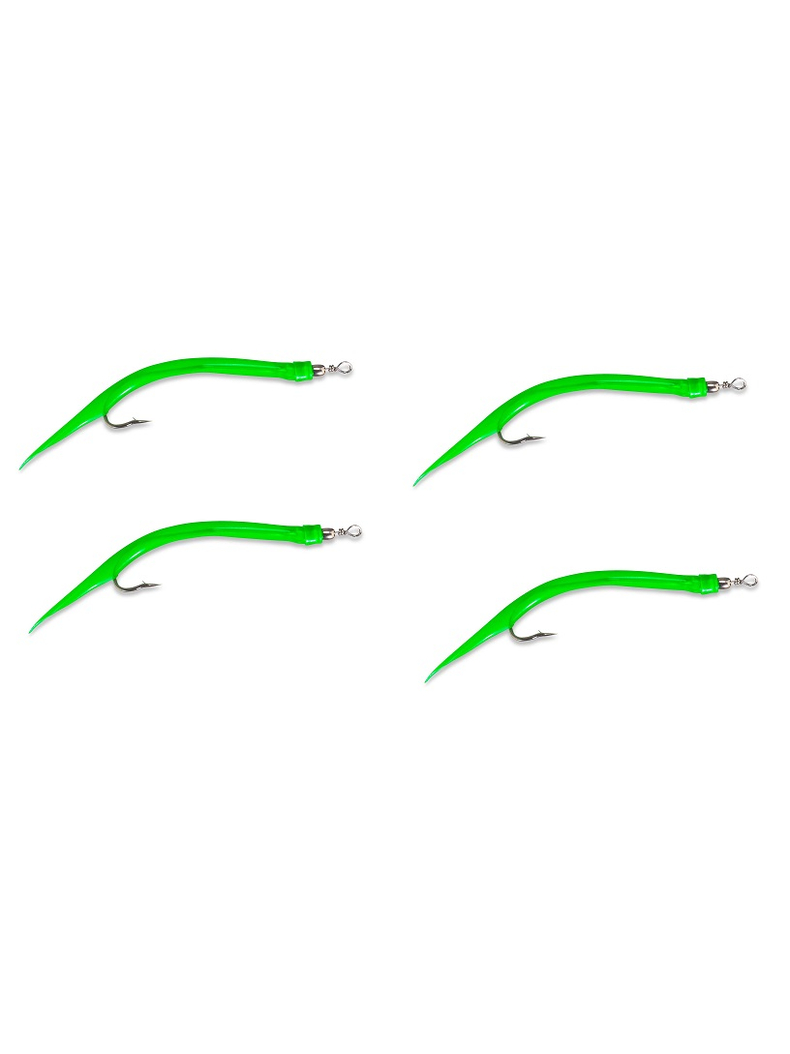 Крючок с силиконовой трубкой AQUANTIC® Gummi Makk №10/0 - Fluo Green - 4 шт.