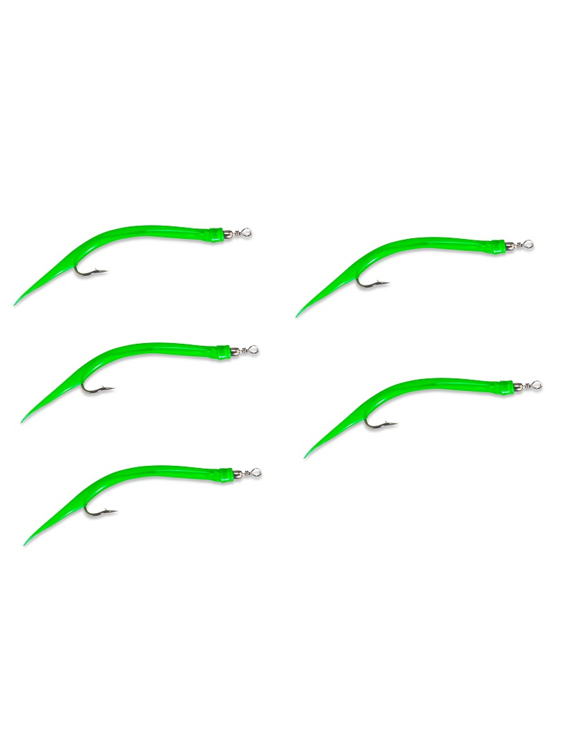 Крючок с силиконовой трубкой AQUANTIC® Gummi Makk №8/0 - Fluo Green - 5 шт.