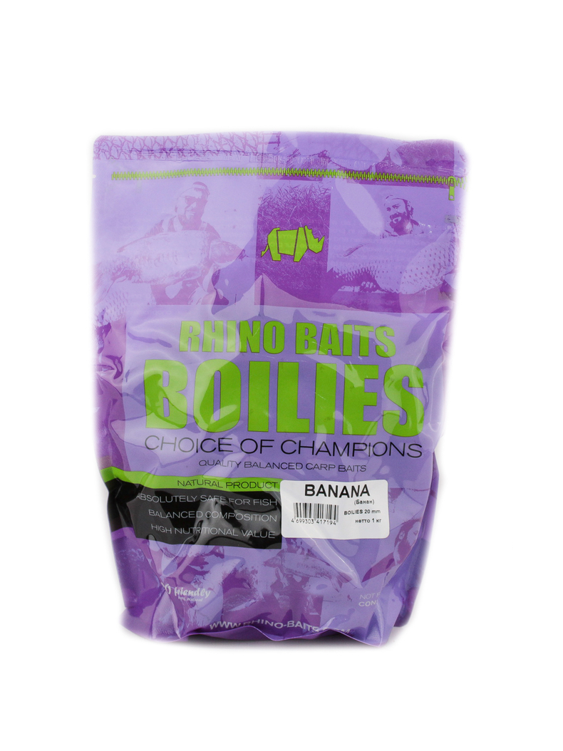 Бойлы тонущие RHINO BAITS Banana (Банан) 1кг, Диаметр: 24 мм
