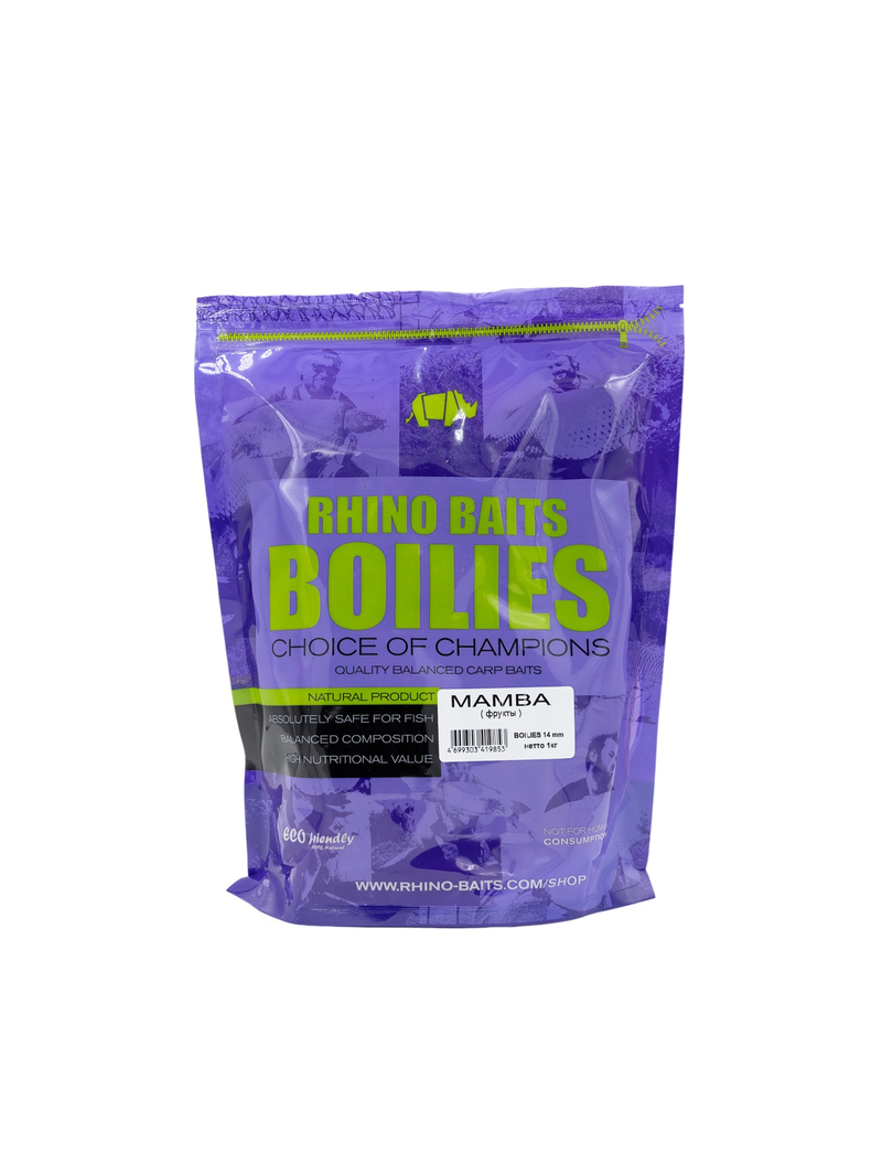 Бойлы тонущие RHINO BAITS Mamba (Шелковица) 1кг, Диаметр: 20 мм