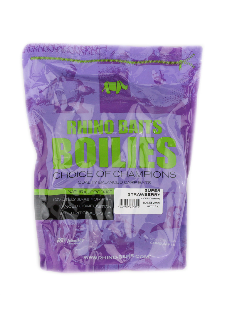 Бойлы тонущие RHINO BAITS Super Strawberry (Супер Клубника) 1кг, Диаметр: 24 мм