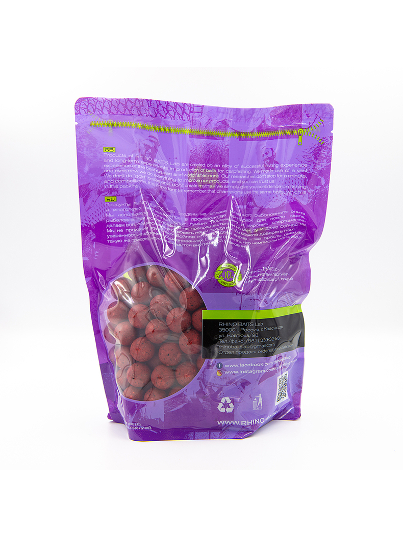 Бойлы тонущие RHINO BAITS Super Strawberry (Супер Клубника) 1кг, Диаметр: 24 мм, изображение 2