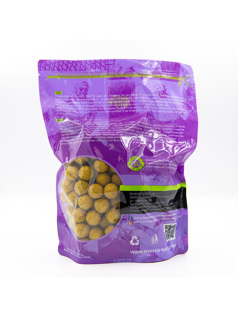 Бойлы тонущие RHINO BAITS Pineapple N-Butyric (Ананас и Масляная кислота) 1кг, Диаметр: 24 мм, изображение 2