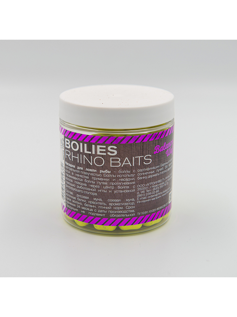 Бойлы Balanced Wafters RHINO BAITS Pineapple (Ананас + Масляная кислота) 14мм 100г, изображение 2