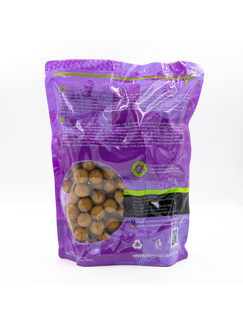 Бойлы тонущие RHINO BAITS Banana (Банан) 1кг, Диаметр: 24 мм, изображение 2