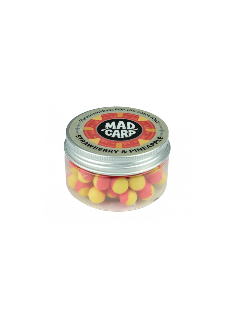 Бойлы плавающие Mad Carp Baits STRAWBERRY & PINEAPPLE Pop-Ups (Клубника и Ананас), Диаметр: 10 мм