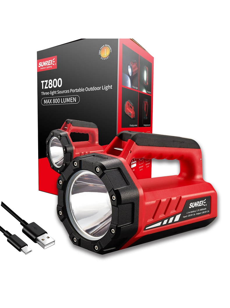 Фонарь ручной со встроенным пауербанком Sunrei TZ800, изображение 2