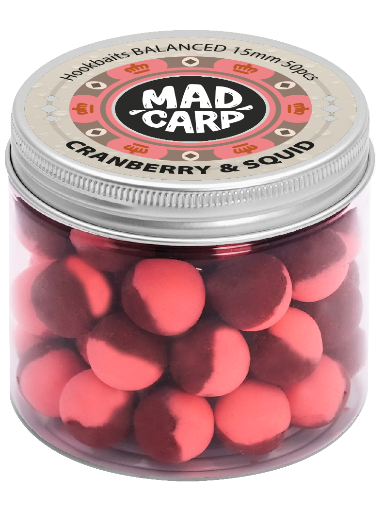 Бойлы насадочные Mad Carp Baits Balanced CRANBERRY & SQUID (Клюква и Кальмар) 15мм
