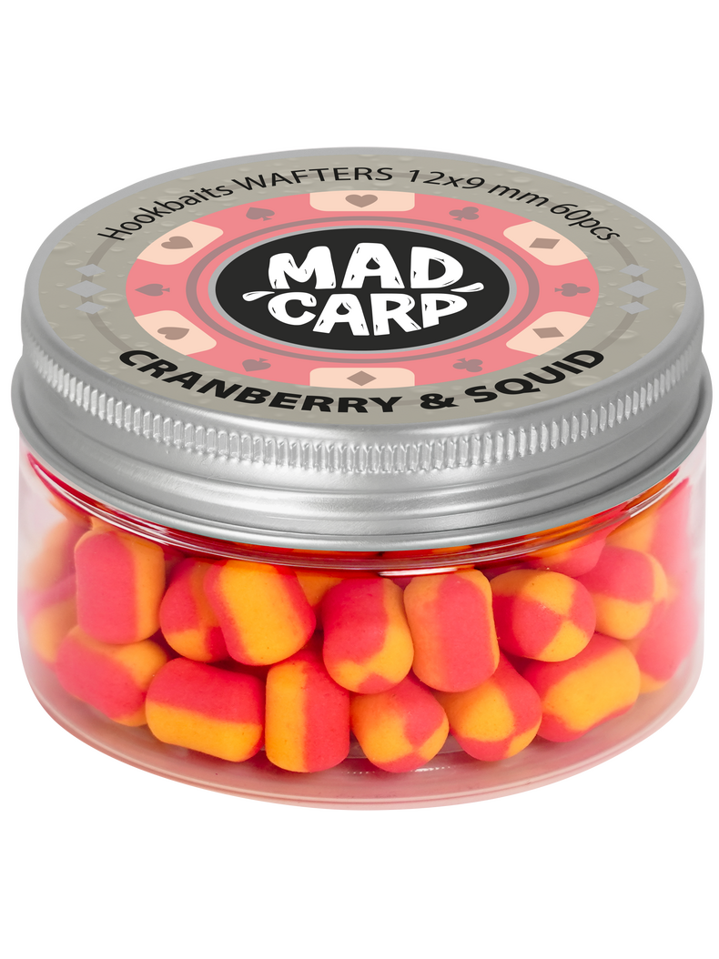 Вафтерсы Mad Carp Baits CRANBERRY SQUID (Клюква и Кальмар) Wafters, Диаметр: 12 х 9 мм