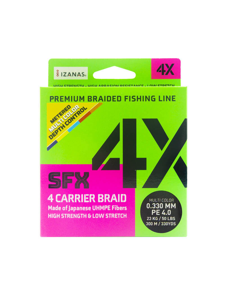 Леска плетеная SFX 4X разноцветная 300 м 0.330 мм 23 кг PE 4 Леска плетеная SFX 4X разноцветная 300 м 0.330 мм 23 кг PE 4