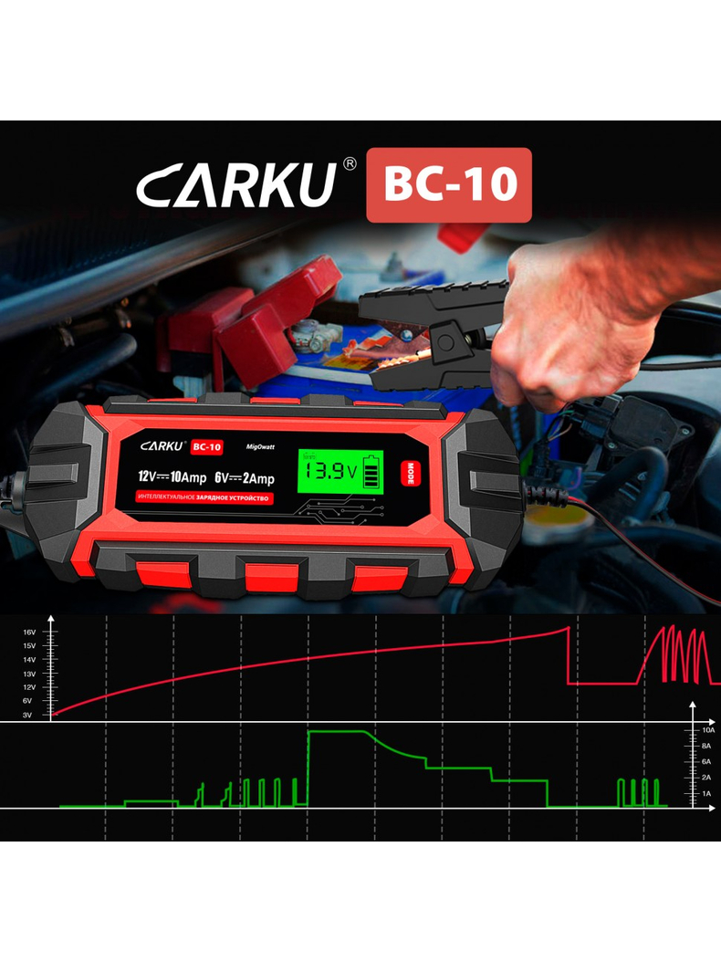 Зарядное устройство для аккумуляторов Carku BC-10, изображение 2