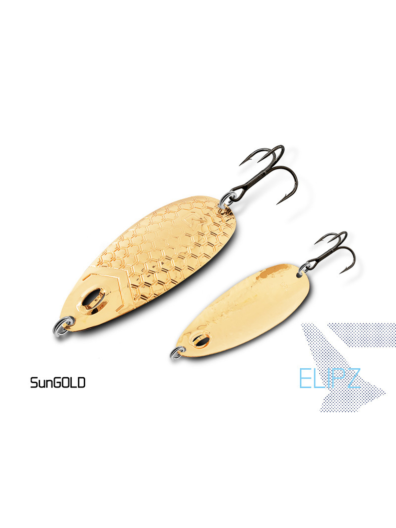 Блесна колеблющаяся DELPHIN ELIPZ FullSCALE Hook №2 / 7.5cm / 12g - SUN GOLD