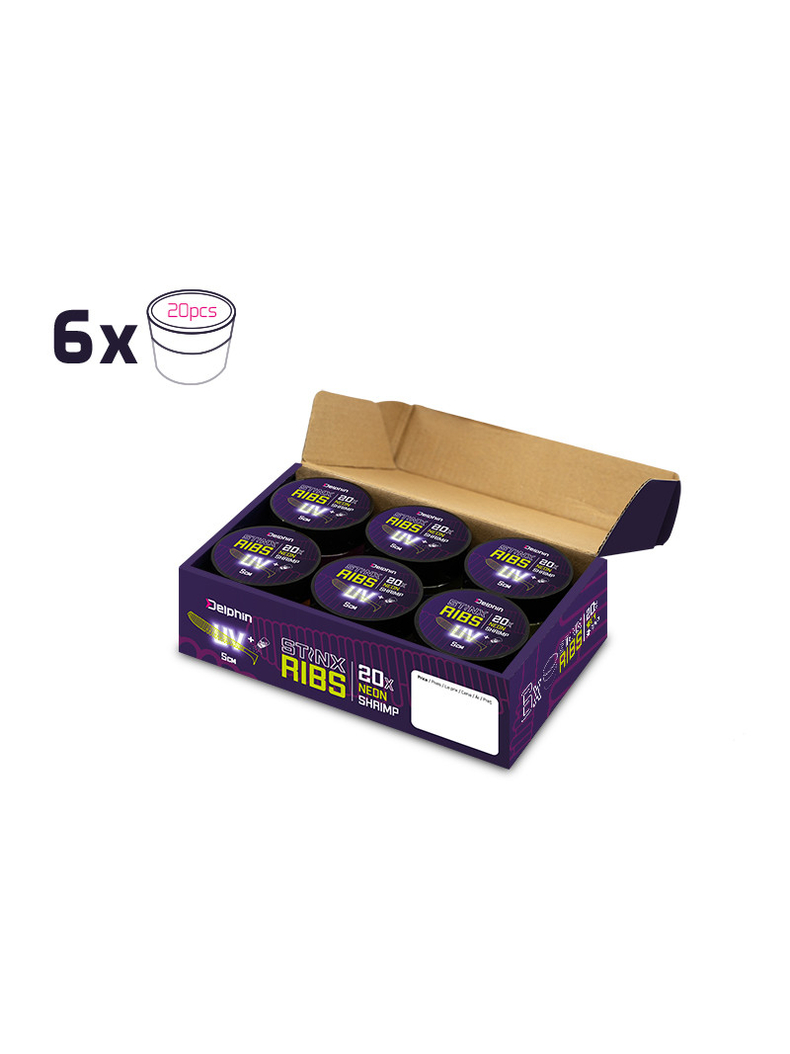 Виброхвост DELPHIN B! StinxRIBS Shrimp / 5cm / NEON - 20шт., изображение 3