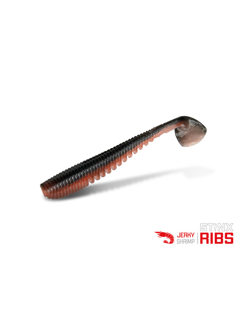 Виброхвост DELPHIN B! StinxRIBS Shrimp / 5cm / JERKY - 20шт.