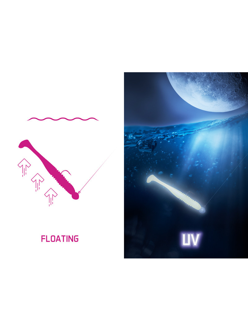 Виброхвост плавающий DELPHIN ZANDERA FlexiFLOAT UVs / 12cm / REDFACE - 5шт., изображение 4