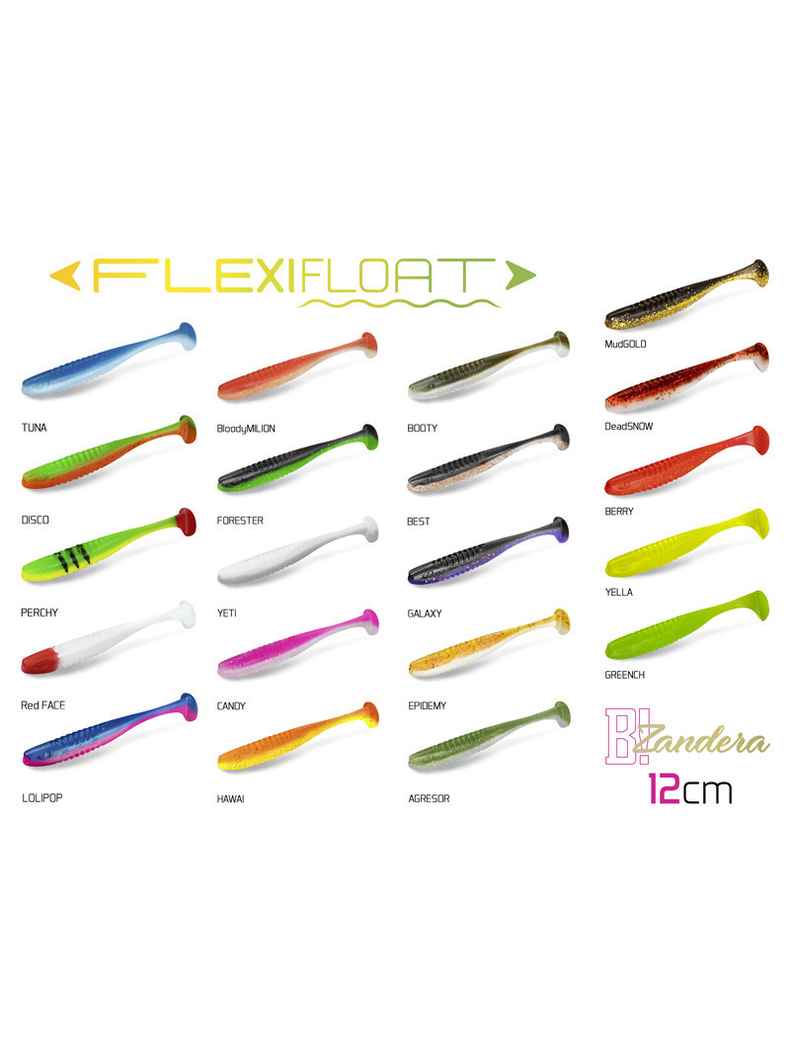 Виброхвост плавающий DELPHIN ZANDERA FlexiFLOAT UVs / 12cm / DEAD SNOW - 5шт., изображение 2