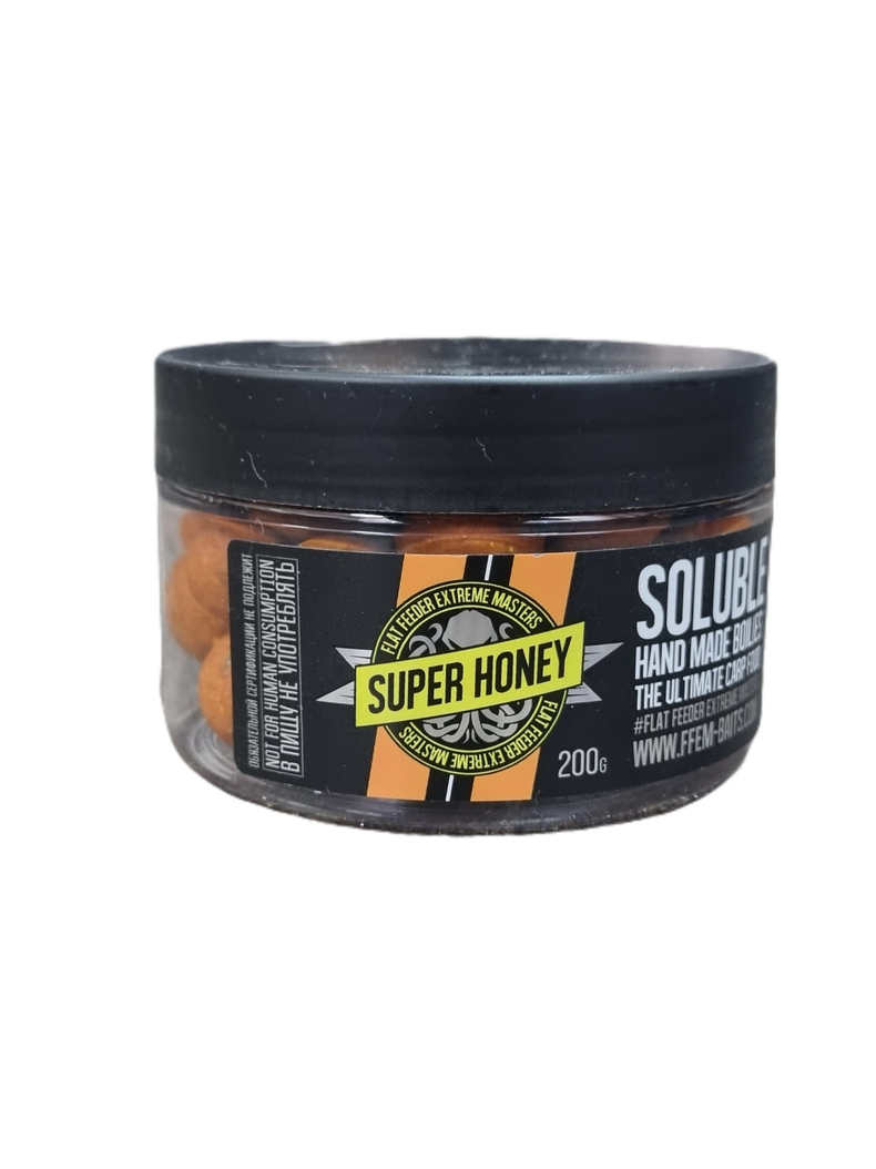 Насадочные пылящие бойлы FFEM Super Soluble Boilies Super Honey (Мед) 16/20mm Насадочные пылящие бойлы FFEM Super Soluble Boilies Super Honey (Мед) 16/20mm