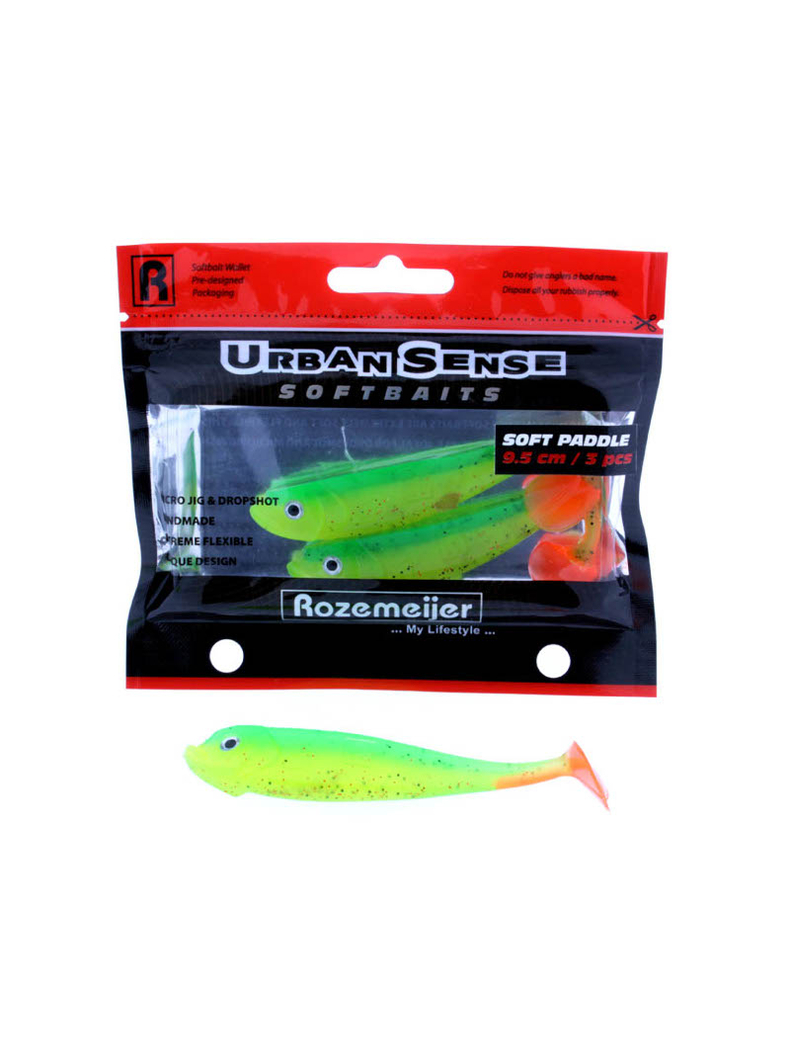 Виброхвост ROZEMEIJER Urban Sense Soft Paddle / 9.5cm - Fire Tiger / 3шт., изображение 2