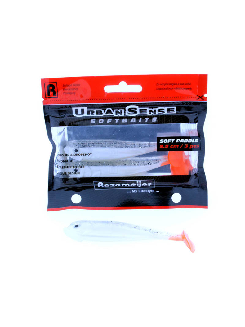 Виброхвост ROZEMEIJER Urban Sense Soft Paddle / 9.5cm - Salt & Pepper / 3шт., изображение 2
