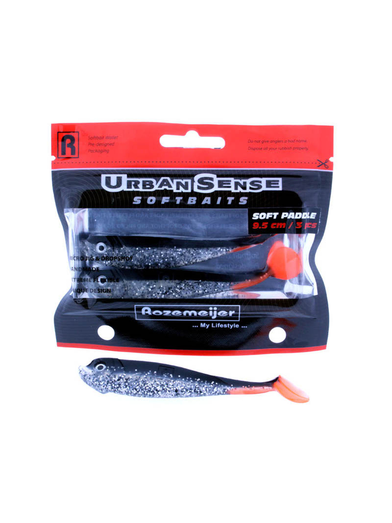 Виброхвост ROZEMEIJER Urban Sense Soft Paddle / 9.5cm - Black Beauty / 3шт., изображение 2