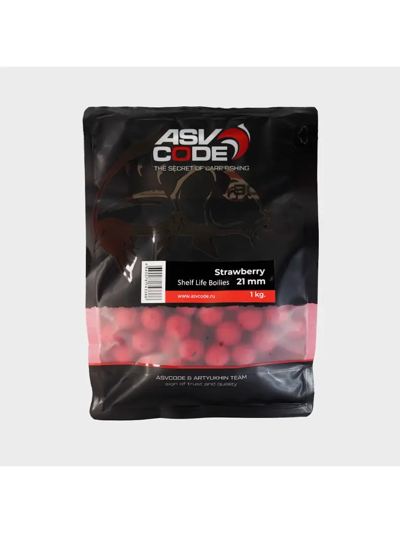 Бойлы вареные ASV CODE Strawberry (Клубника) 1кг, Диаметр: 21 мм