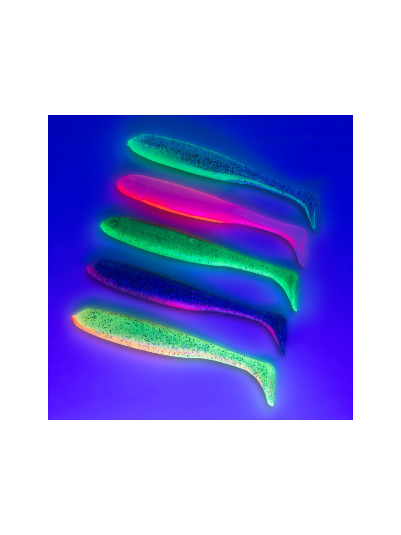 Виброхвост IRON CLAW Moby Softbaits SLIM JIM UV Non Toxic / 16cm / Motoroil Japan Red Innercore, изображение 4