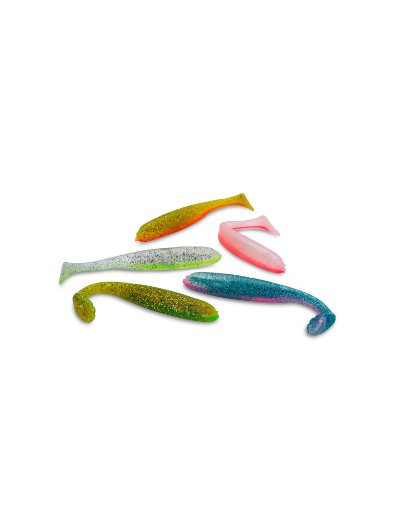 Виброхвост IRON CLAW Moby Softbaits SLIM JIM UV Non Toxic / 13cm / Motoroil Japan Red Innercore, изображение 3