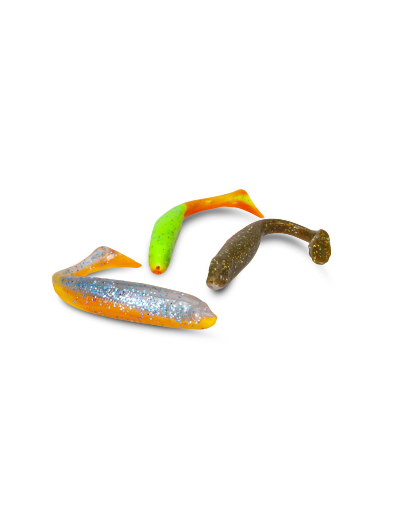 Виброхвост IRON CLAW Moby Softbaits SLIM JIM UV Non Toxic / 7cm / Real Fire Tiger - 2шт., изображение 3