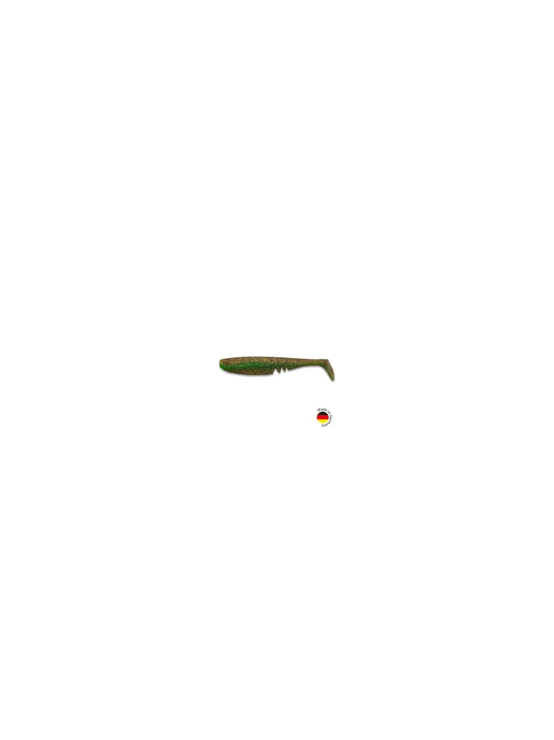 Виброхвост IRON CLAW Moby Softbaits RACKER SHAD UV Non Toxic / 22cm / Motoroil Chartreuse Innercore Luminous