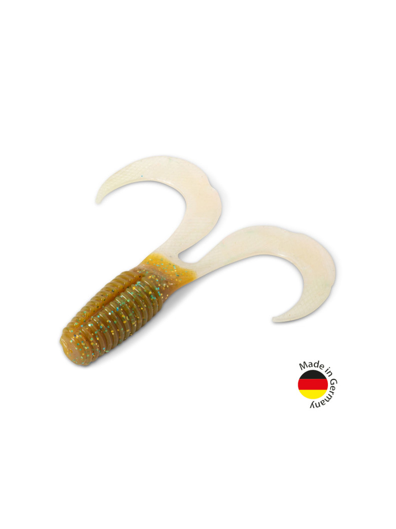 Твистер IRON CLAW Moby Softbaits CURLY ONE Non Toxic / 12cm / Motoroil Pearl