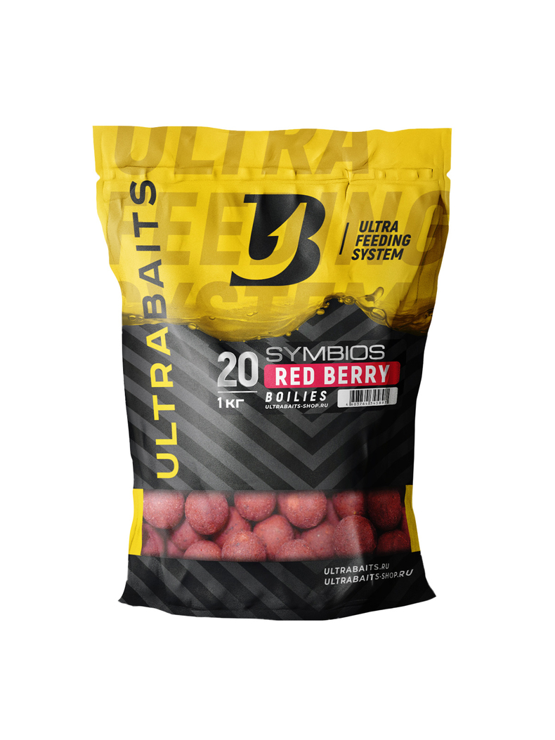 Бойлы прикормочные ULTRABAITS SYMBIOS RED BERRY (Красные Ягоды) 1кг, Диаметр: 20 мм
