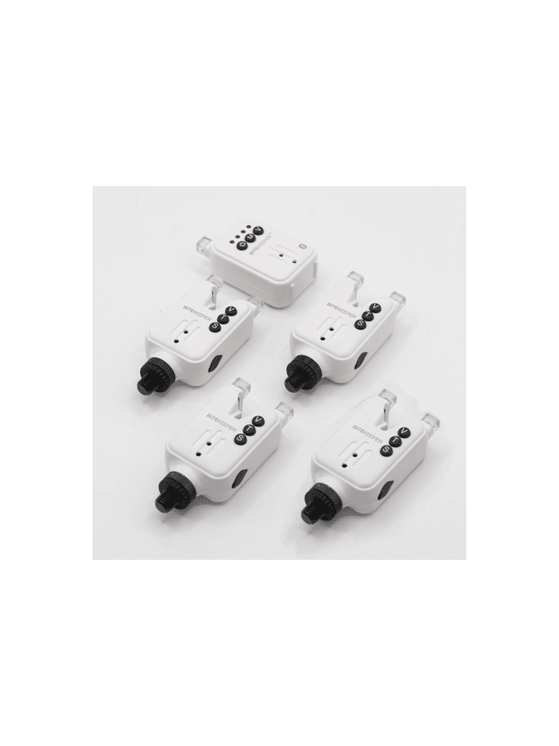 Набор электронных сигнализаторов поклевки RIPPTON BITEKEEPER Pro Smart Bite Alarm Set с приложением для смартфона (белый), Набор : 4 + 1 Набор электронных сигнализаторов поклевки RIPPTON BITEKEEPER Pro Smart Bite Alarm Set с приложением для смартфона (белый), Набор : 4 + 1