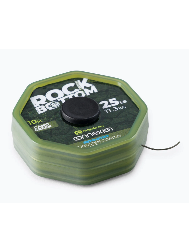 Поводковый материал Ridge Monkey Rock Bottom Tungsten Coated Semi-Stiff, Цвет: Camo Green Поводковый материал Ridge Monkey Rock Bottom Tungsten Coated Semi-Stiff, Цвет: Camo Green