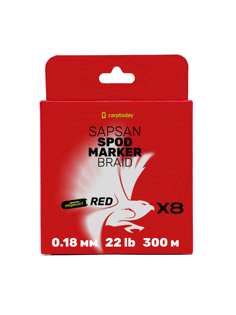 Плетёный шнур Carptoday Sapsan Spod & Marker Braid Red 0.18мм 300м, Диаметр: 0,18 мм, Цвет: Красный, изображение 10