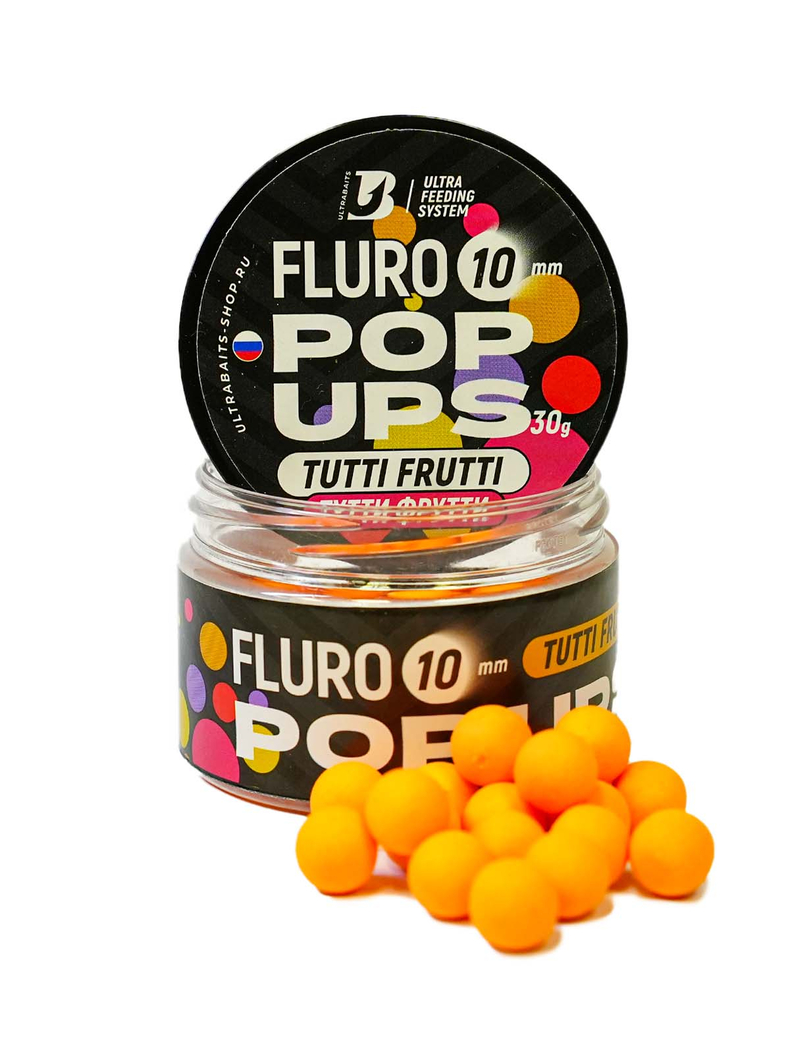 Бойлы плавающие ULTRABAITS Fluro Pop Ups Tutti Frutti (Тутти Фрутти), Диаметр: 10 мм