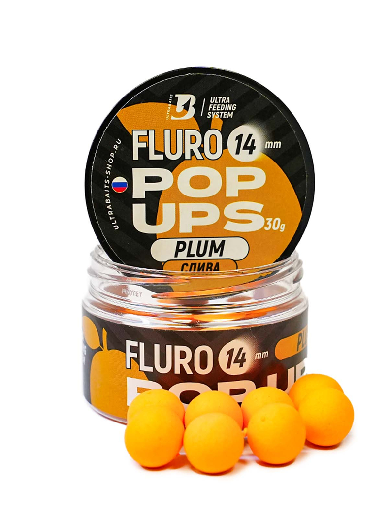 Бойлы плавающие ULTRABAITS Fluro Pop Ups Plum (Слива), Диаметр: 14 мм Бойлы плавающие ULTRABAITS Fluro Pop Ups Plum (Слива), Диаметр: 14 мм