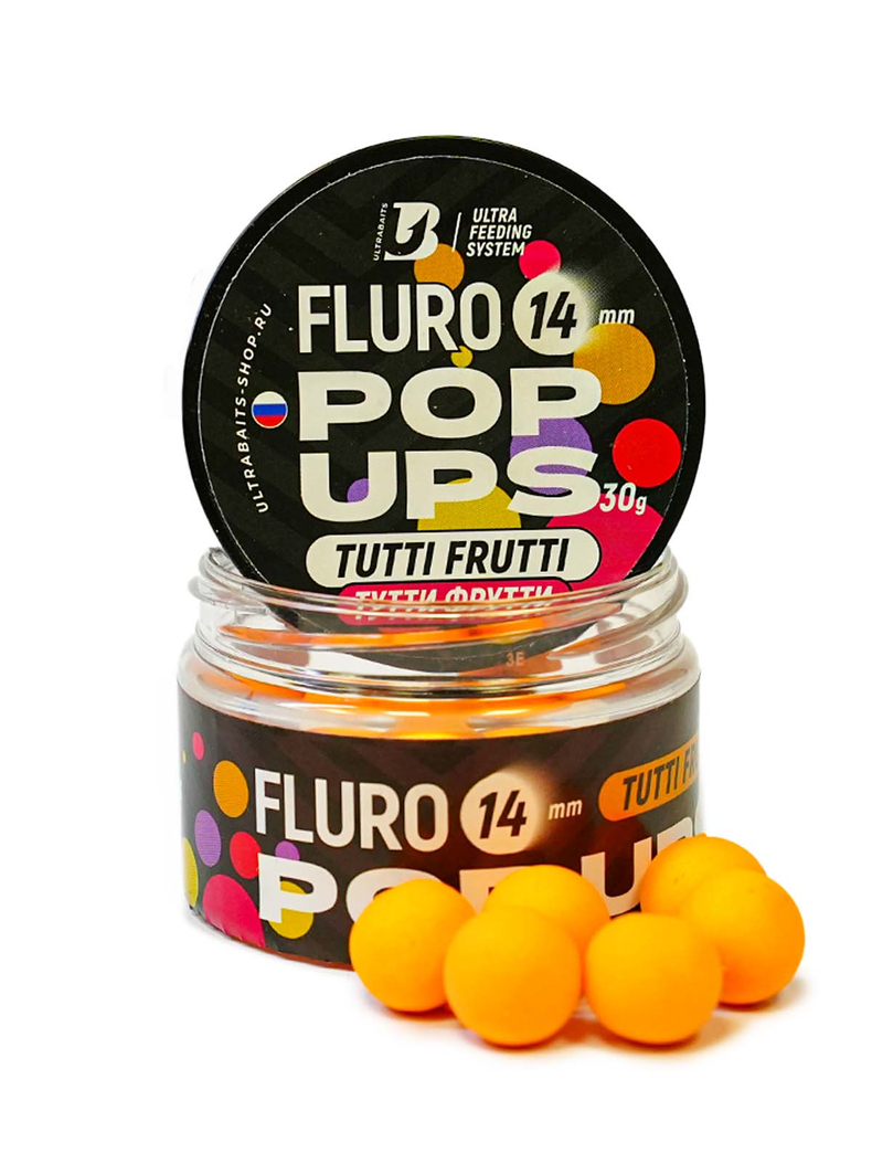Бойлы плавающие ULTRABAITS Fluro Pop Ups Tutti Frutti (Тутти Фрутти), Диаметр: 14 мм