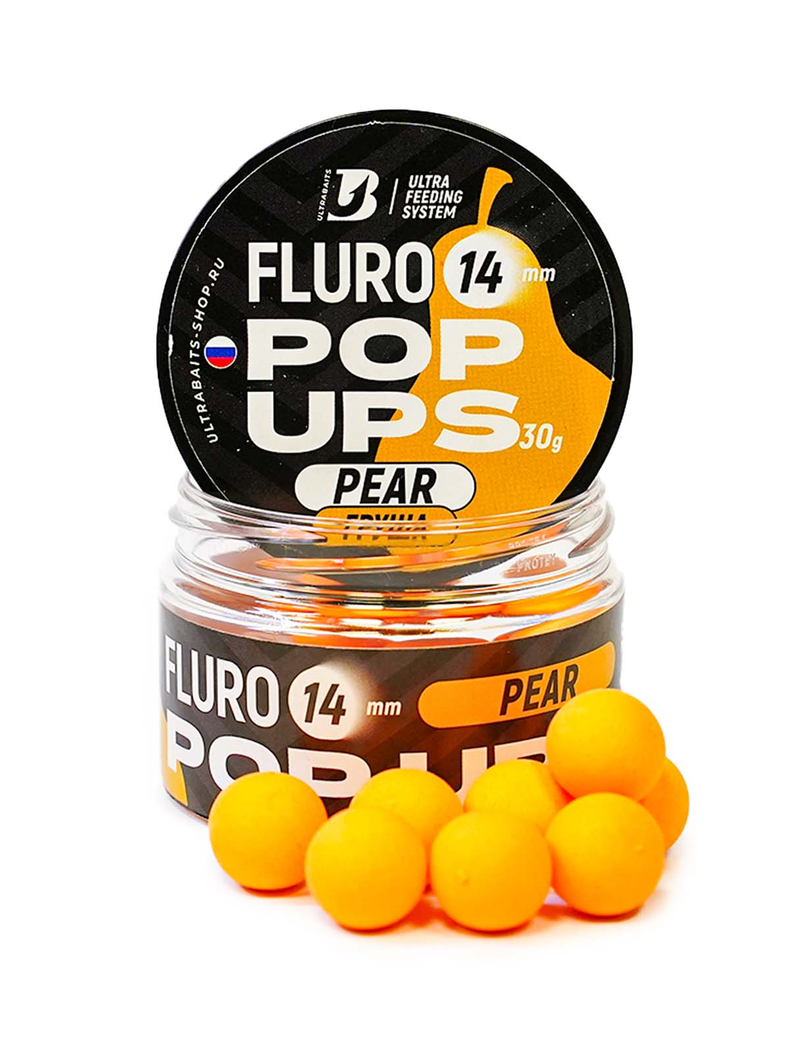 Бойлы плавающие ULTRABAITS Fluro Pop Ups Dushess Pear (Груша Дюшес), Диаметр: 14 мм Бойлы плавающие ULTRABAITS Fluro Pop Ups Dushess Pear (Груша Дюшес), Диаметр: 14 мм