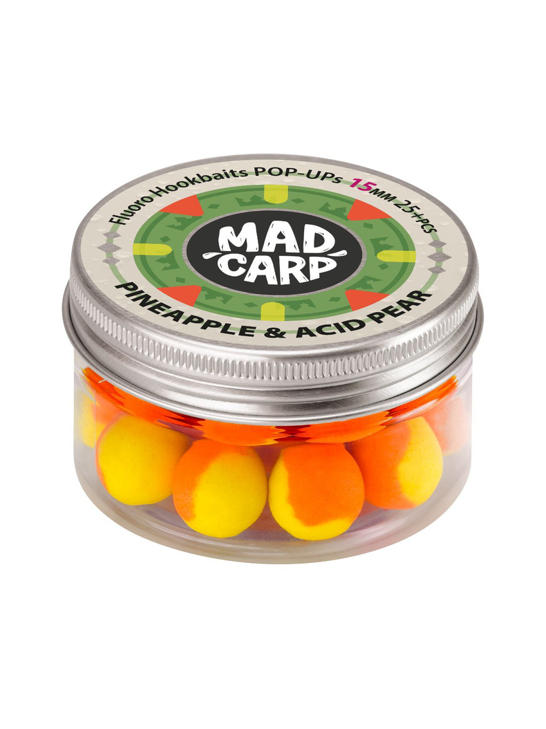 Бойлы плавающие Mad Carp Baits PINEAPPLE & ACID PEAR Pop-Ups (Ананас и Кислая Груша), Диаметр: 15 мм