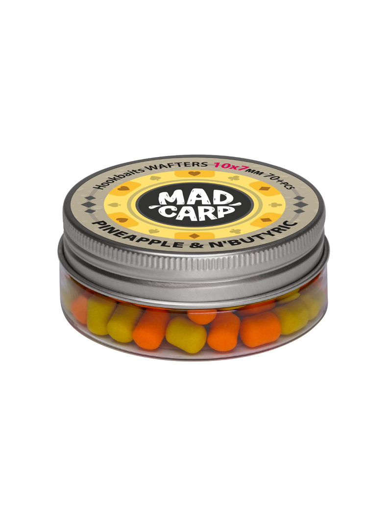 Вафтерсы Mad Carp Baits PINNEAPPLE & N'BUTYRIC (Ананас и Масляная кислота) Wafters, Диаметр: 10 х 7 мм