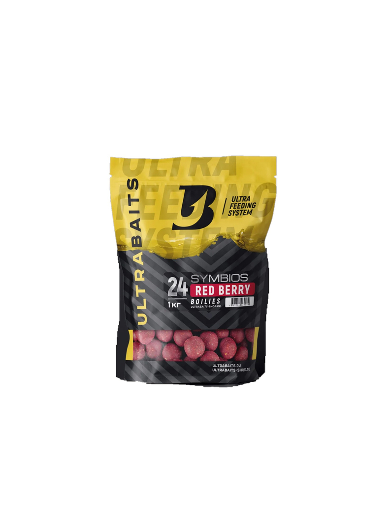 Бойлы прикормочные ULTRABAITS SYMBIOS RED BERRY (Красные Ягоды) 1кг, Диаметр: 24 мм