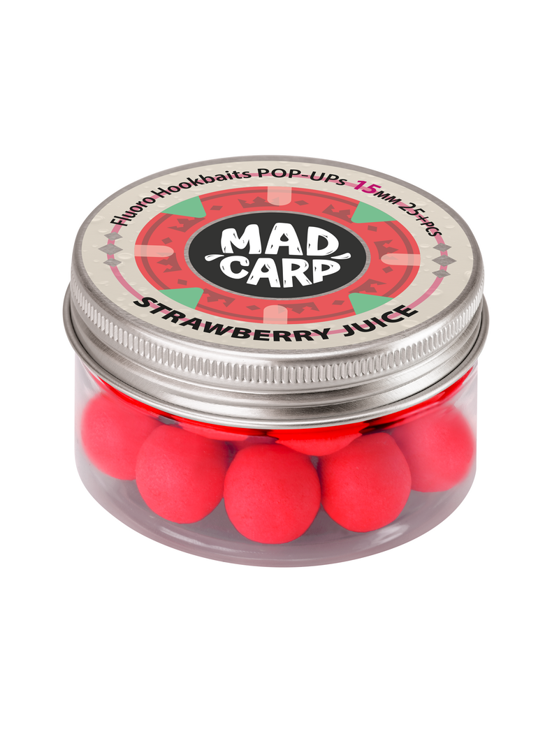 Бойлы плавающие Mad Carp Baits STRAWBERRY JUlCE Pop-Ups (Клубничный Сок), Диаметр: 15 мм
