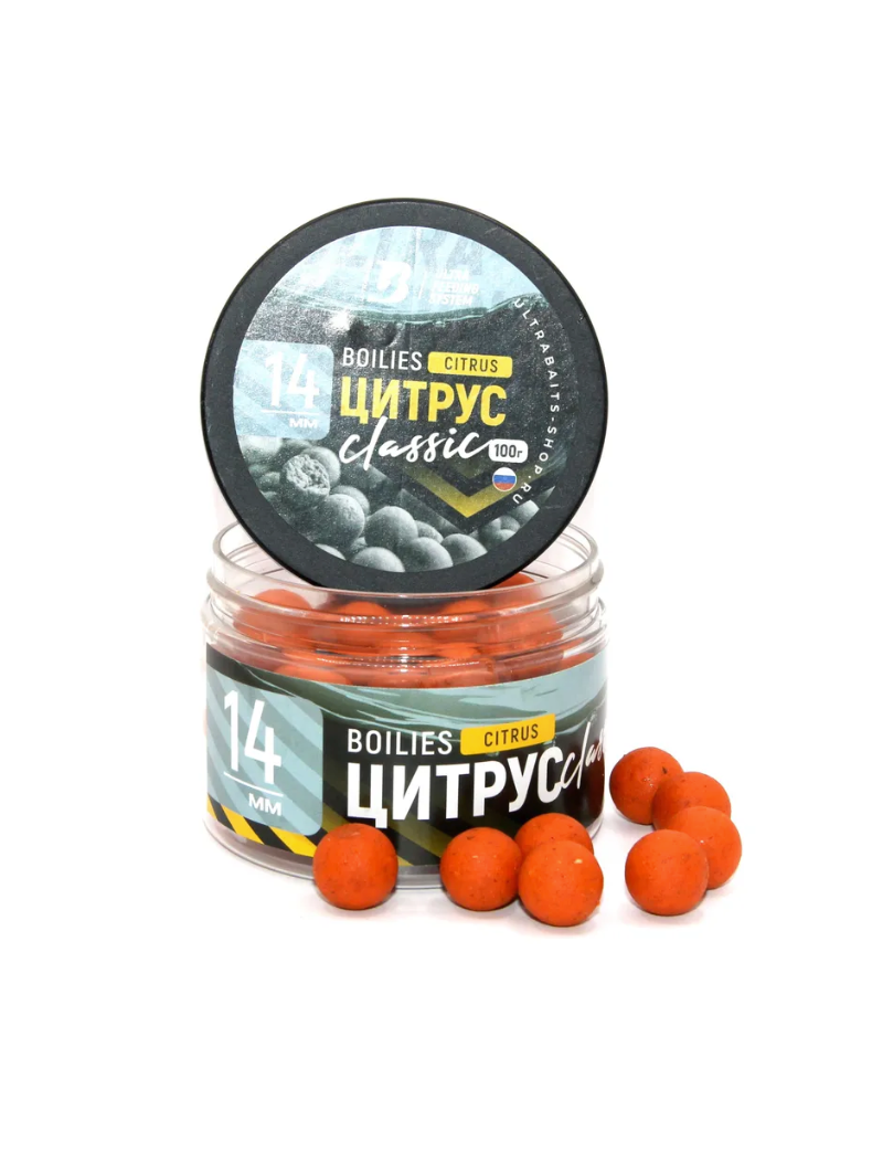 Бойлы насадочные тонущие ULTRABAITS CLASSIC Citrus (Цитрус), Диаметр: 14 мм Бойлы насадочные тонущие ULTRABAITS CLASSIC Citrus (Цитрус), Диаметр: 14 мм