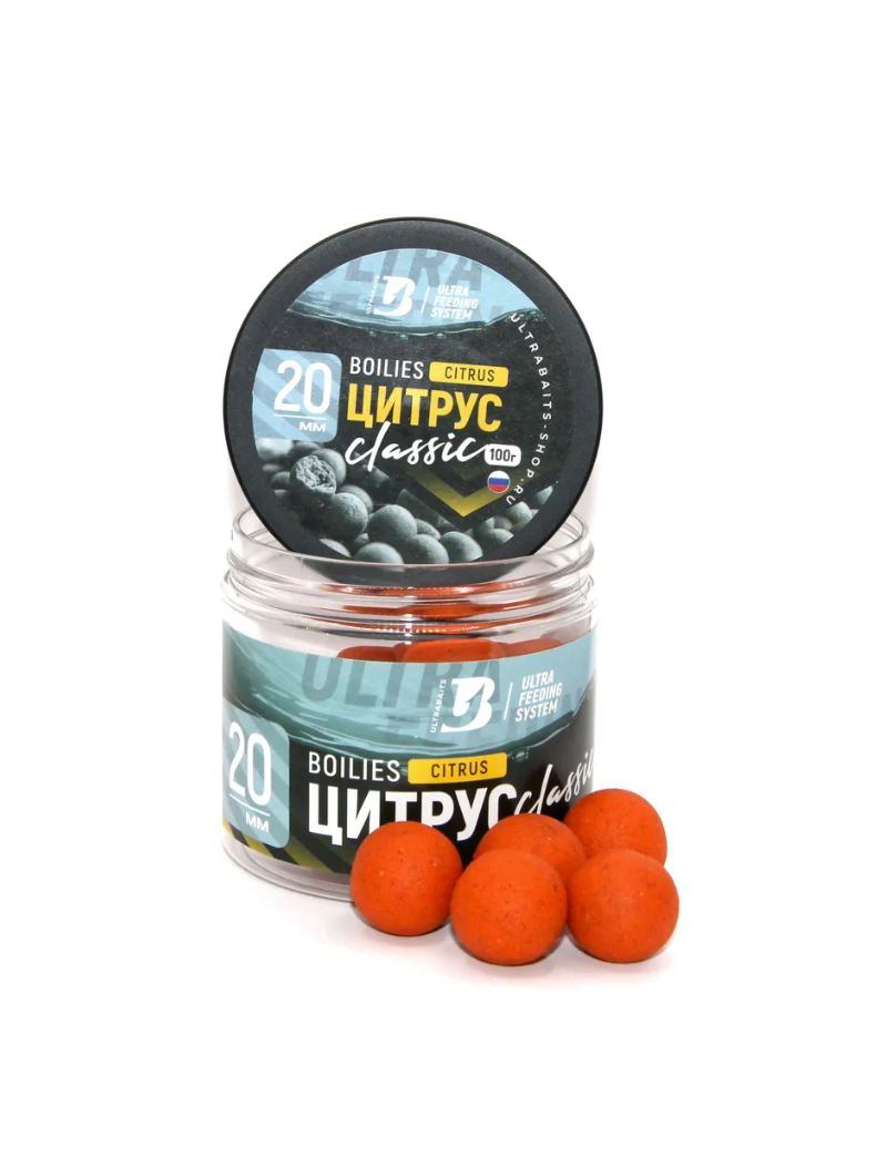 Бойлы насадочные тонущие ULTRABAITS CLASSIC Citrus (Цитрус), Диаметр: 20 мм Бойлы насадочные тонущие ULTRABAITS CLASSIC Citrus (Цитрус), Диаметр: 20 мм