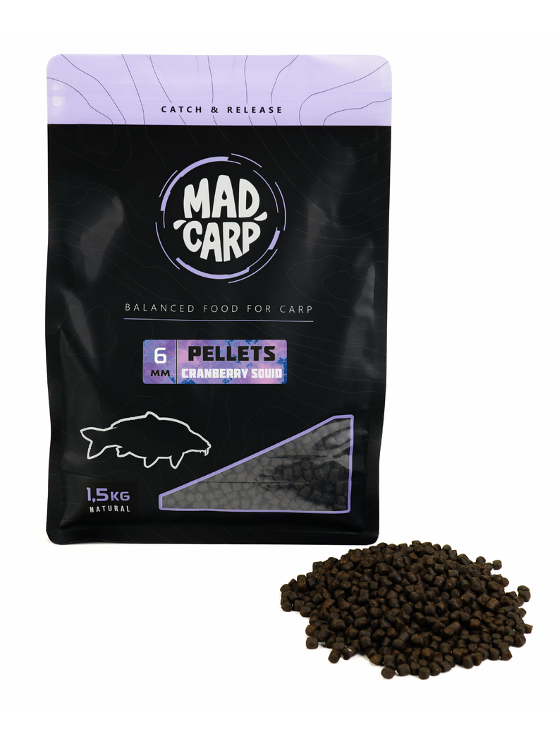 Пеллетс MAD CARP Baits CRANBERRY SQUID (Клюква и Кальмар), Диаметр: 6 мм